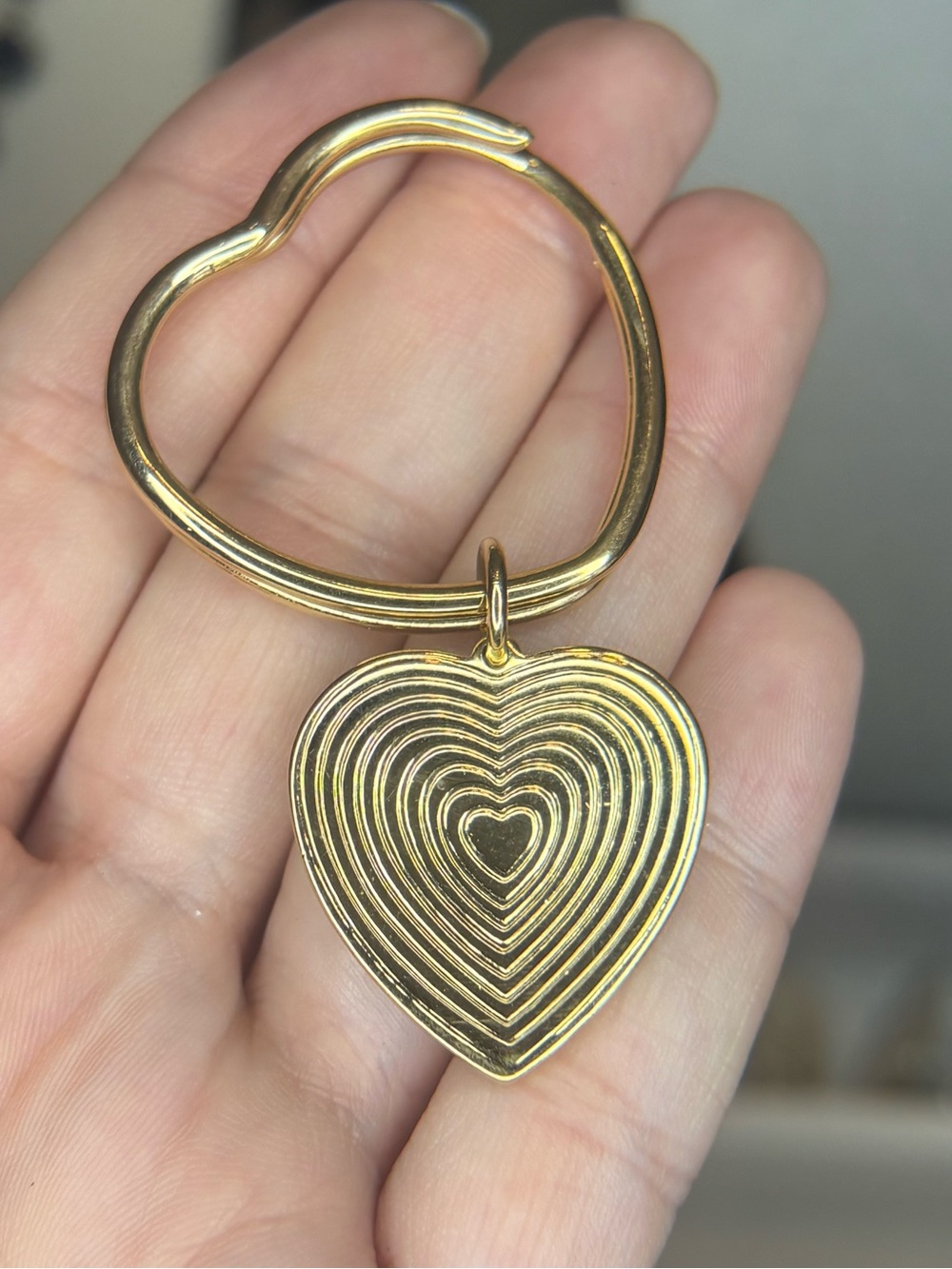 Avon Gold Heart Layered Pendant Keyring - Women Jewelry